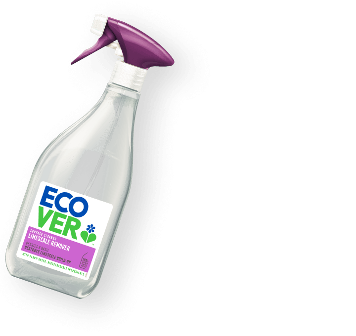 Spray bottle of limescale remover in a clear bottle